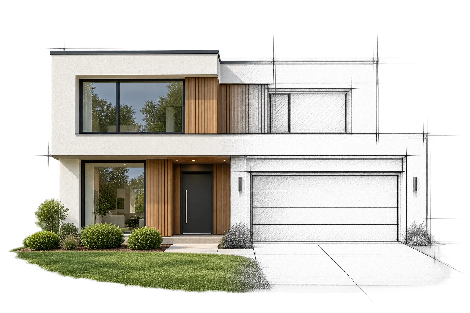 Vizualizace domu z architektonické studie